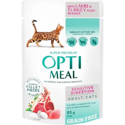 optimeal lamb sensitive с ягненком для кошек с чувствительным пищеварением 12х85 г