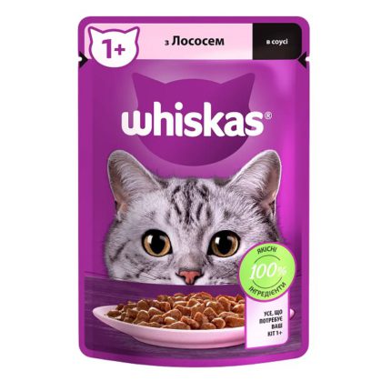 whiskas пауч для кошек с лососем в соусе 28*85 г