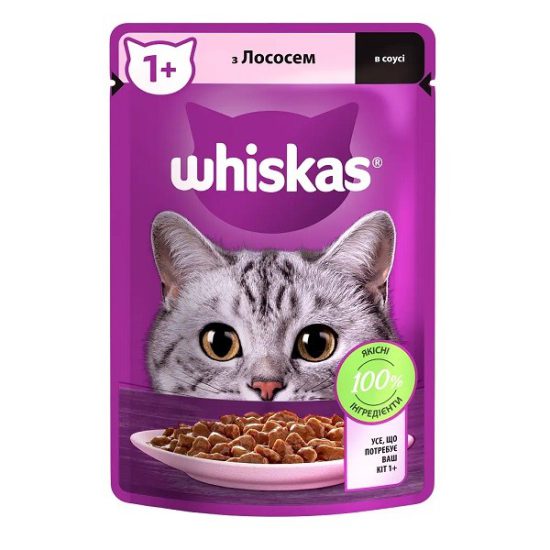 whiskas пауч для кошек с лососем в соусе 28*85 г whiskas пауч для кошек с лососем в соусе 28*85 г