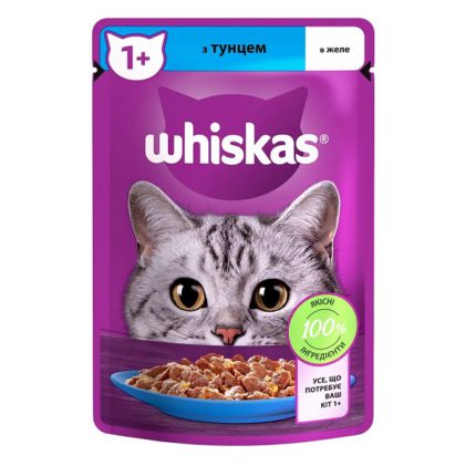 whiskas пауч для кошек с тунцом в желе 28*85 г