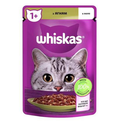 whiskas пауч для кошек с ягненком в желе 28*85 г