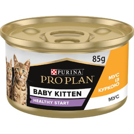 purina pro plan baby kitten нежный мусс с курицей для котят 24*85 г