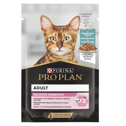 purina pro plan delicate nutrisavour кусочки с океанической рыбой для кошек 85 г