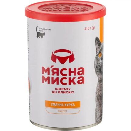 Влажный корм для кошек Мясная Миска паштет мясной, с курицей, 415 г