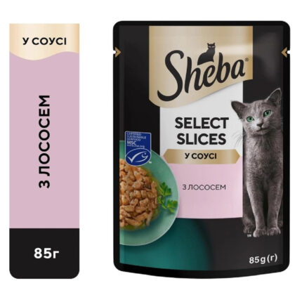 sheba select slices salmon пауч для кошек лосось в соусе 85г*28шт