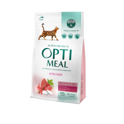 optimeal high in veal для кошек с телятиной 700 г