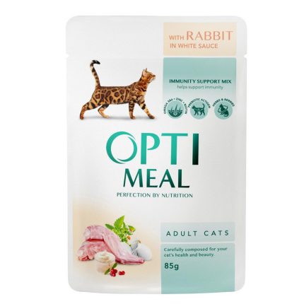 optimeal rabbit in white с кроликом в белом соусе для кошек 12х85 г