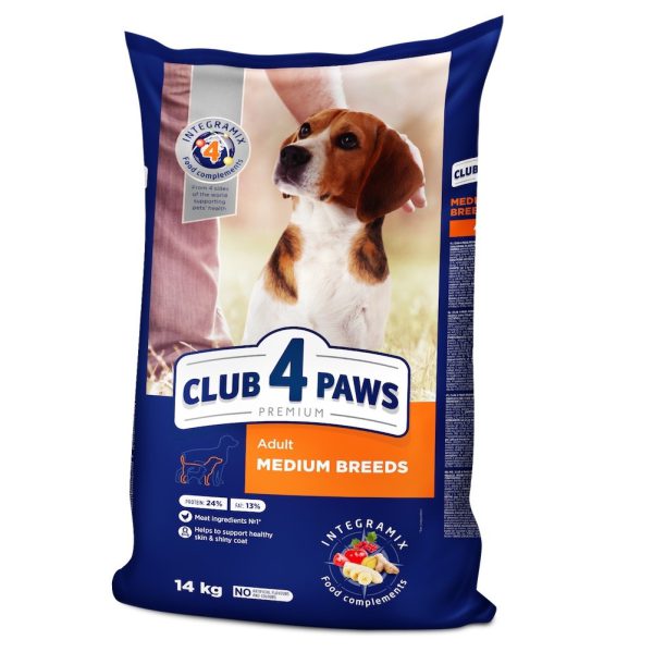 Клуб 4 Лапы premium medium для собак средних пород с курицей 14 кг