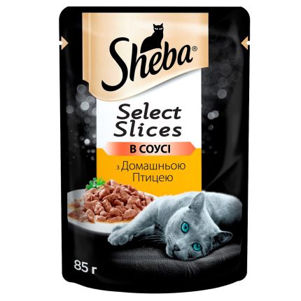 sheba slices для кошек с домашней птицей в соусе 12*85 г