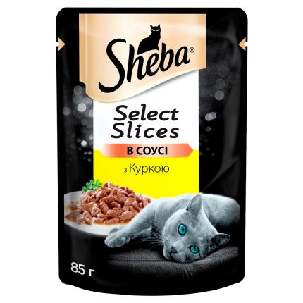sheba slices для кошек с курицей в соусе 12*85 г