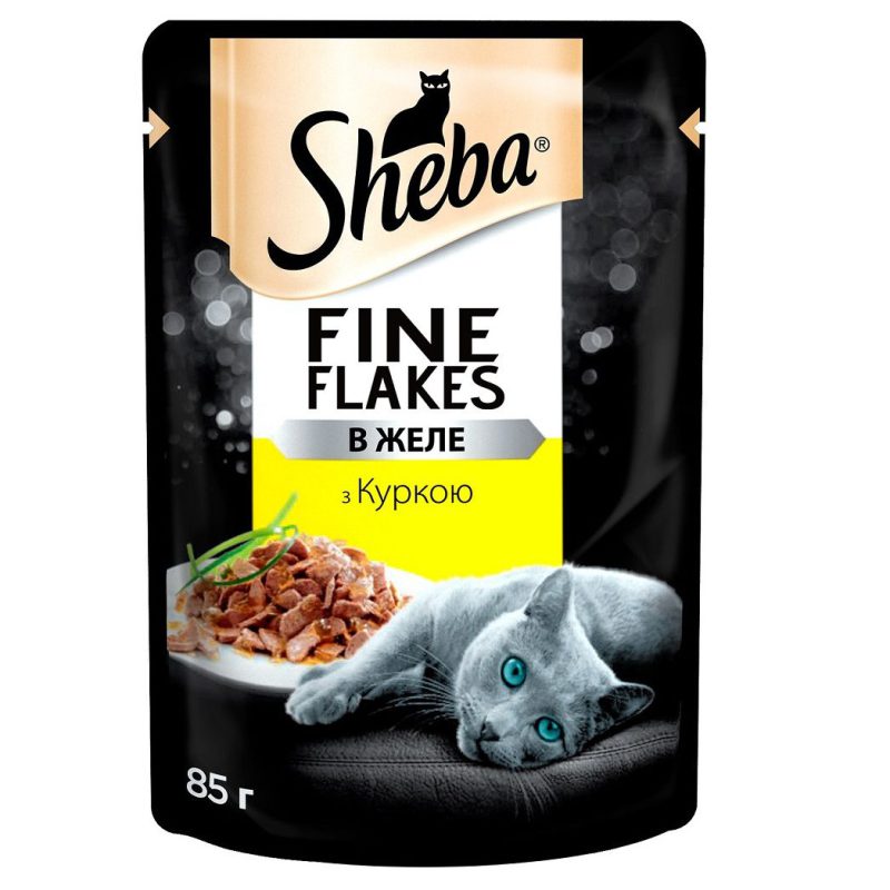 sheba slices для кошек с курицей в желе 12*85 г