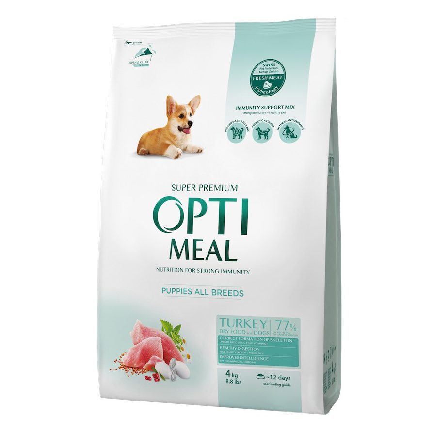 optimeal puppies для щенков с индейкой 4 кг