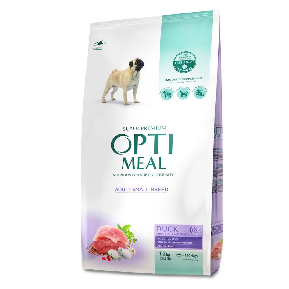 optimeal adult small для собак с уткой 12 кг