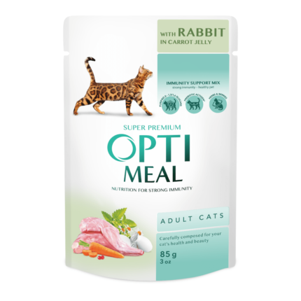 optimeal rabbit carrot jelly с кроликом в морковном желе для кошек 12х85 г