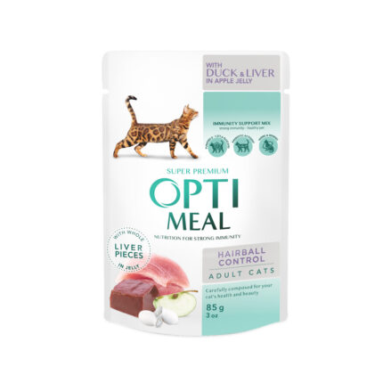 optimeal hairball control duck liver для кошек с уткой 12х85 г