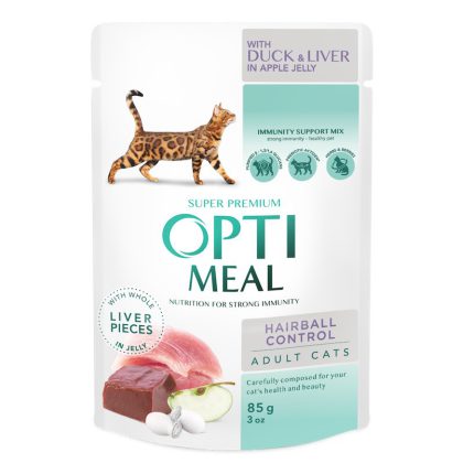 optimeal hairball control duck liver для кошек с уткой 12х85 г