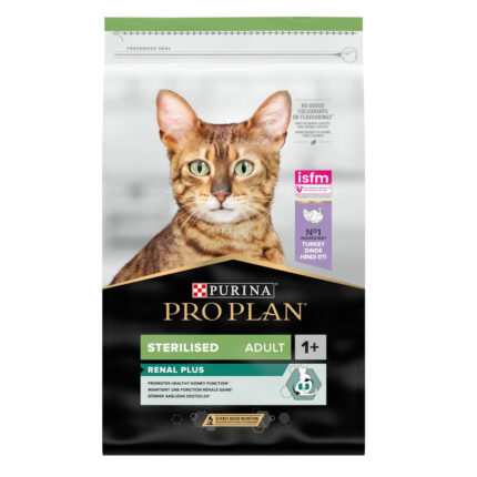 purina pro plan cat adult sterilised renal plus turkey для стерилизованных кошек с индейкой 10 кг