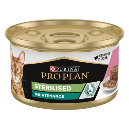 purina pro plan adult sterilised в паштете с тунцом и лососем для стерилизованных кошек 85 г