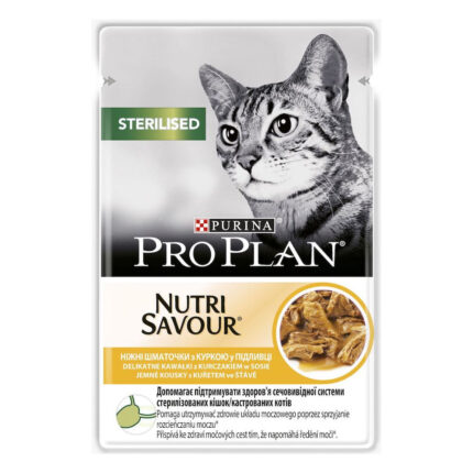 purina pro plan adult sterilised кусочки с курицей для стерилизованных кошек 26*85 г