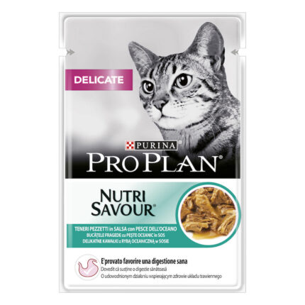 purina pro plan delicate nutrisavour кусочки с рыбой для кошек 85 г