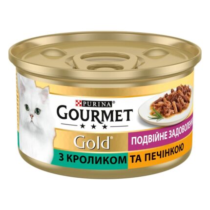 gourmet gold Двойное удовольствие для кошек с кроликом и печенью, кусочки в соусе 24x85 г