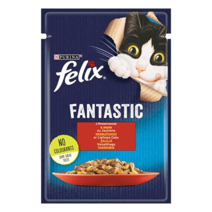 Влажный корм для кошек felix fantastic, с говядиной, 26*85 г