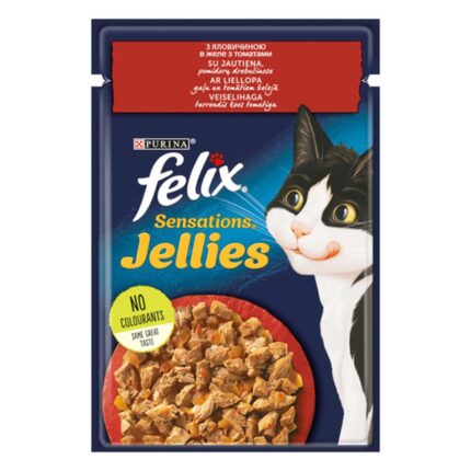 Влажный корм для кошек felix sensations, с говядиной и томатами, 26*85 г