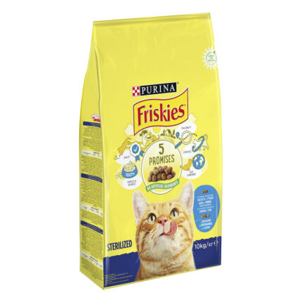 purina friskies sterilised для стерилизованных кошек с лососем и овощами 10 кг