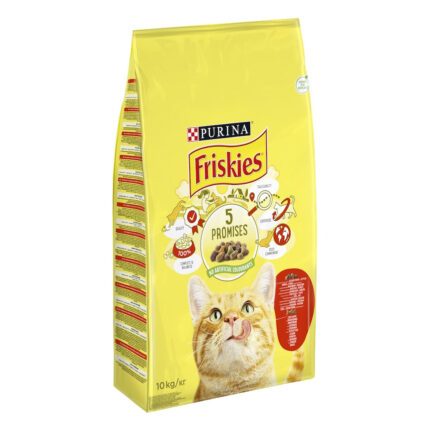 purina friskies для кошек с говядиной, курицей и овощами 10 кг