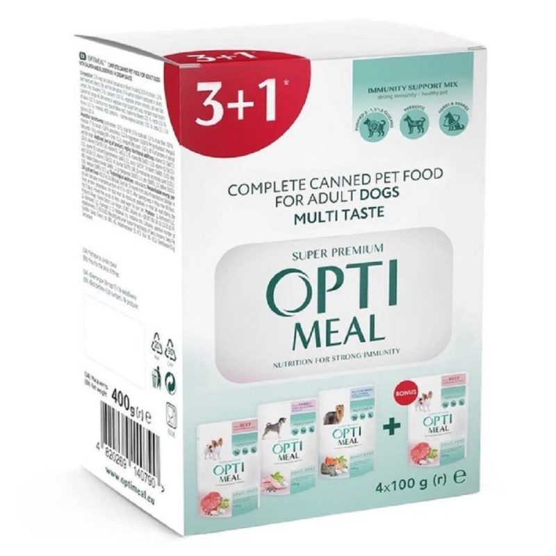 Optimeal Adult Dogs Multi Taste №5 влажный корм для собак 100 г набор (3+1) 400 г