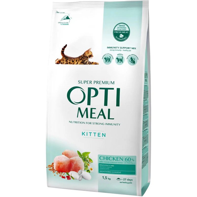Optimeal Kittens Chicken 1.5 кг сухой корм для котят с курицей Optimeal Kittens Chicken 1.5 кг сухой корм для котят с курицей