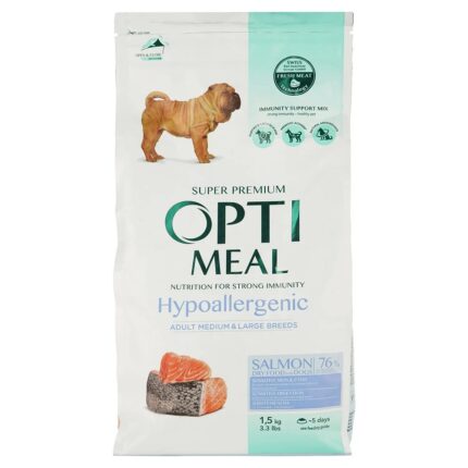 optimeal hypoallergenic medium and large для собак с лососем 1.5 кг