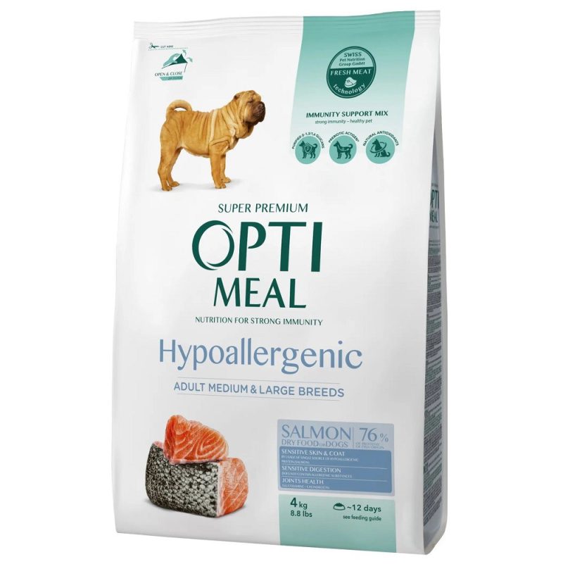 Optimeal Hypoallergenic Medium Large 4 кг гипоаллергенный сухой корм для собак средних и крупных пород с лососем