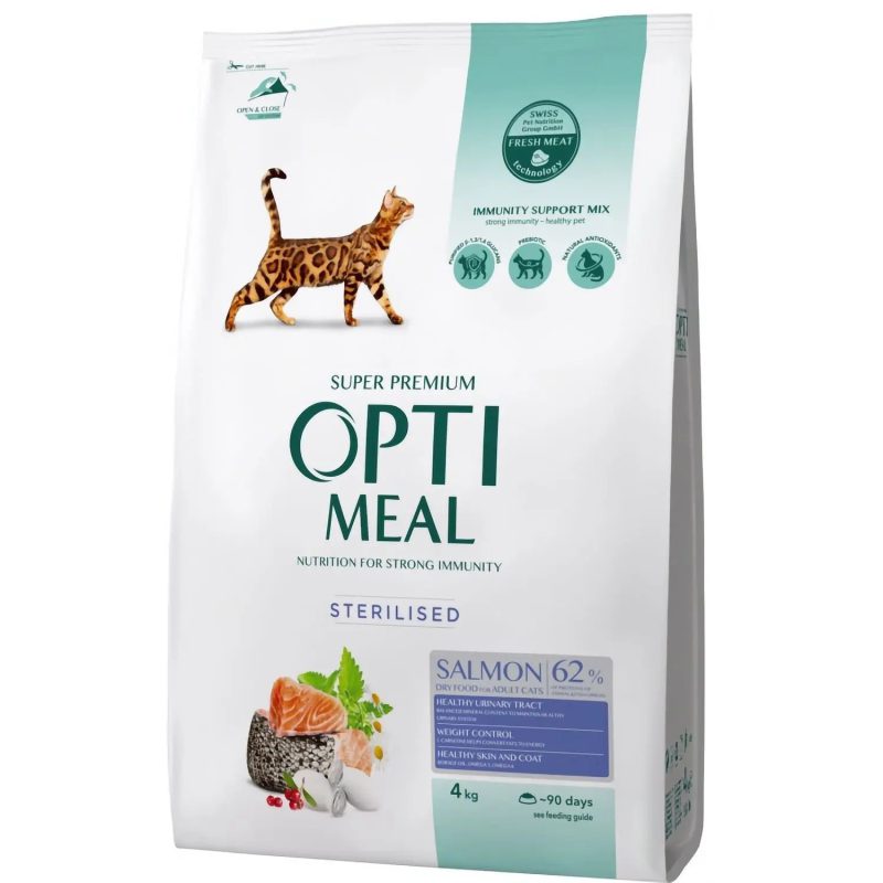 Optimeal Cat Adult Sterilised Salmon 4 кг сухой корм для стерилизованных кошек с лососем Optimeal Cat Adult Sterilised Salmon 4 кг сухой корм для стерилизованных кошек с лососем