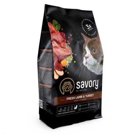 savory sensitive digestion fresh lamb & turkey для кошек с ягненком 2 кг