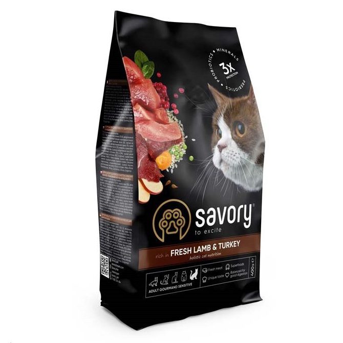 savory sensitive digestion fresh lamb & turkey для кошек с ягненком 2 кг
