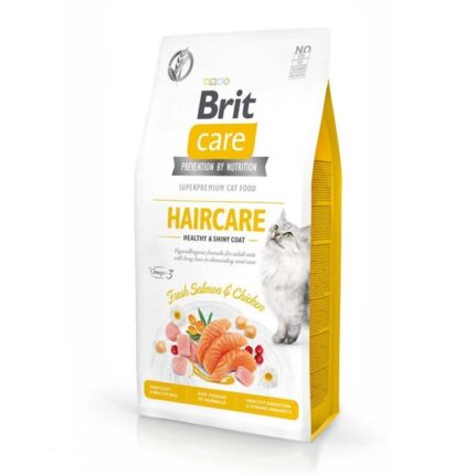 brit care gf haircare shiny coat для кошек c курицей и лососем 400 г