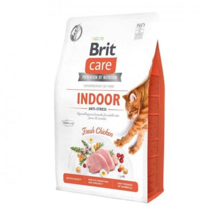 brit care cat grain free indoor anti stress для кошек с курицей 7 кг