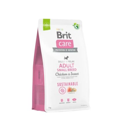 brit care sustainable adult small breed chicken and insect с курицей 7 кг