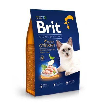 brit premium indoor chicken для кошек с курицей 8 кг