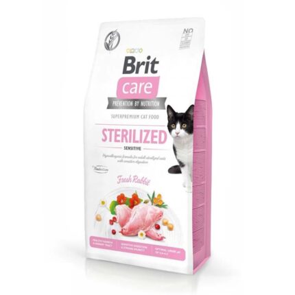 brit care cat gf sterilised sensitive rabbit для стерилизованных кошек с кроликом 7 кг