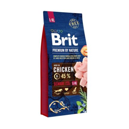 brit premium senior l+xl для собак с курицей 3 кг