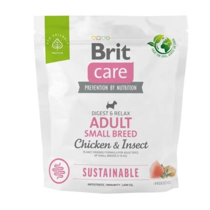 brit care sustainable adult small breed chicken and insect с курицей 1 кг