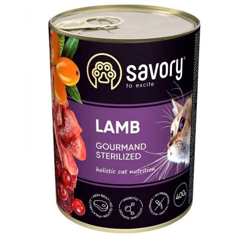 savory sterilised lamb для стерилизованных кошек с ягненком 400 г