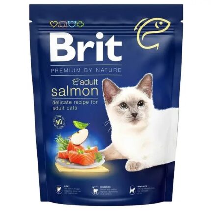 brit premium adult salmon для кошек с лососем 1.5 кг