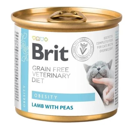 brit vd obesity cat cans для кошек с ягненком и горохом 200 г