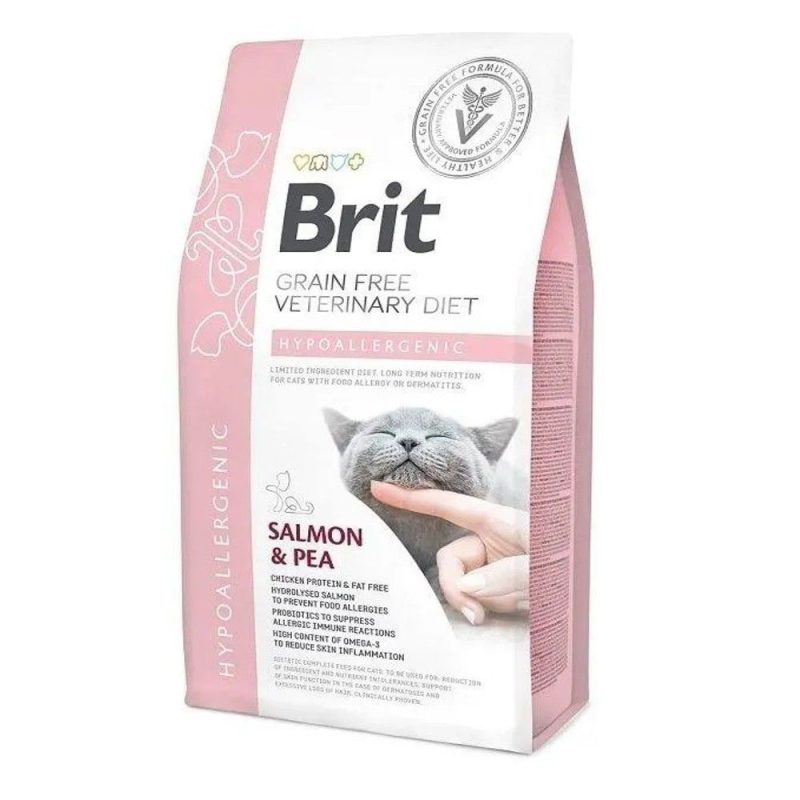 brit vd cat hypoallergenic для кошек с лососем 2 кг