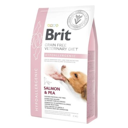 brit vd hypoallergenic dog для собак с лососем 2 кг