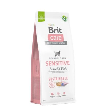 brit care dog sustainable sensitive fish с рыбой и насекомыми 12 кг