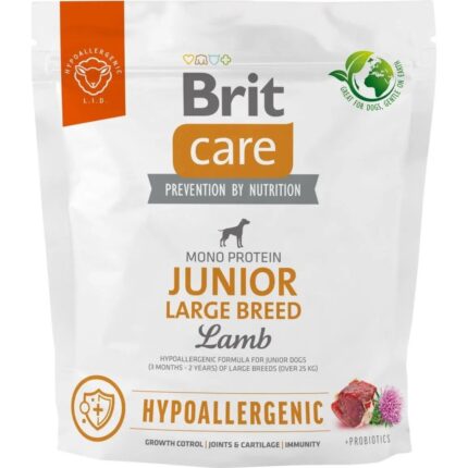 brit care hypoallergenic junior large breed lamb для щенков с ягненком 1 кг